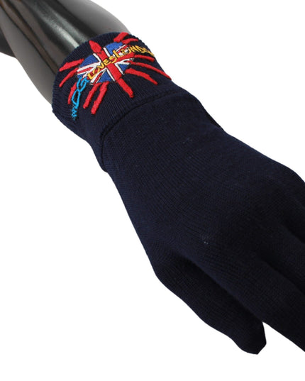 Dolce & Gabbana Blue #DGLovesLondon Embroidered Wool Gloves