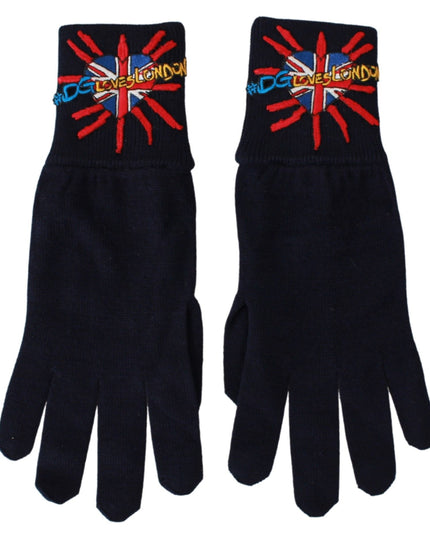 Dolce & Gabbana Blue #DGLovesLondon Embroidered Wool Gloves