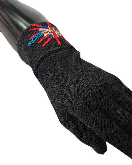 Dolce & Gabbana Gray #DGLovesLondon Embroidered Wool Gloves