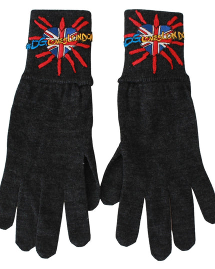 Dolce & Gabbana Gray #DGLovesLondon Embroidered Wool Gloves