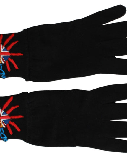 Dolce & Gabbana Black #DGLovesLondon Embroidered Wool Gloves
