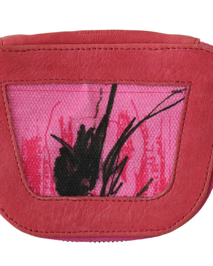 PINKO Pink Suede Printed Coin Holder Women Fabric Zippered Purse