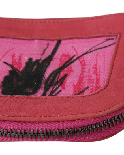 PINKO Pink Suede Printed Coin Holder Women Fabric Zippered Purse