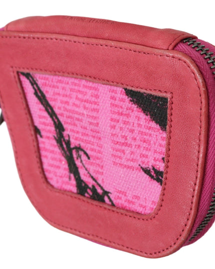 PINKO Pink Suede Printed Coin Holder Women Fabric Zippered Purse