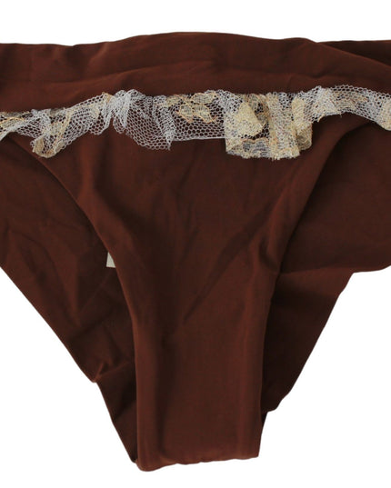 PINK MEMORIES Brown Lace Beachwear Two Piece Bikini Swimsuit