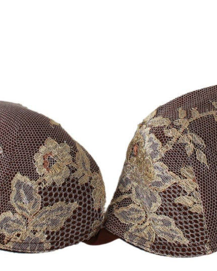 PINK MEMORIES Brown Lace Beachwear Two Piece Bikini Swimsuit