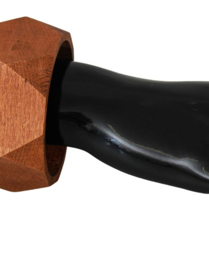 Costume National Brown Wooden Branded Bracelet