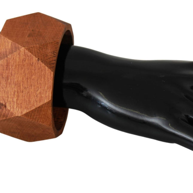 Costume National Brown Wooden Branded Bracelet