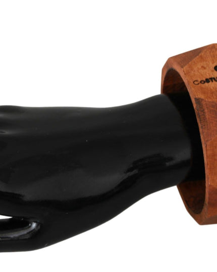 Costume National Brown Wooden Branded Bracelet