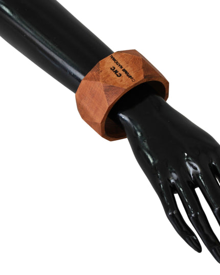 Costume National Brown Wooden Branded Bracelet