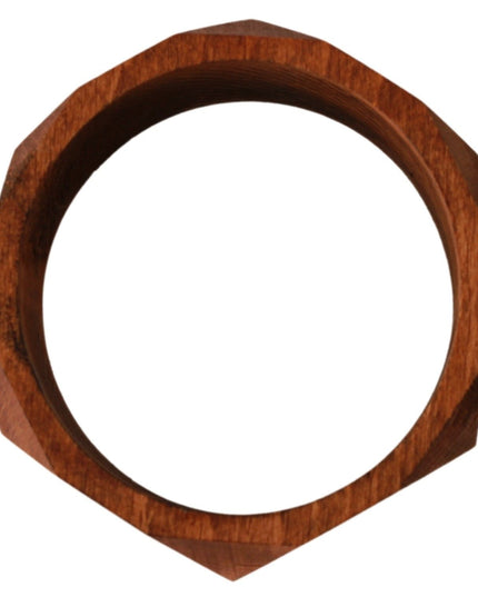 Costume National Brown Wooden Branded Bracelet