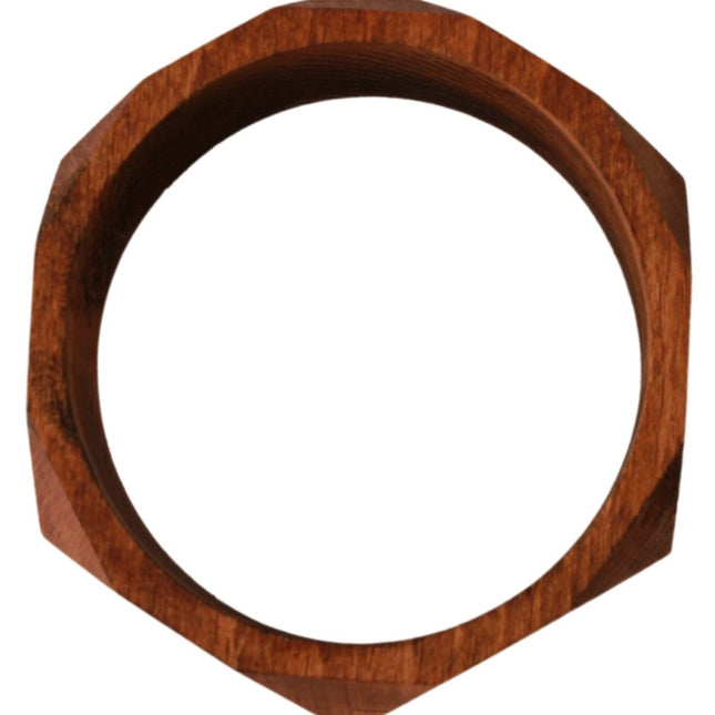 Costume National Brown Wooden Branded Bracelet