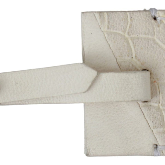 GF Ferre Beige Luggage Tag Branded Leather Patterned Keychain