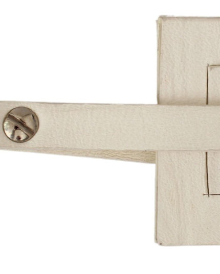 GF Ferre Beige Luggage Tag Branded Leather Patterned Keychain