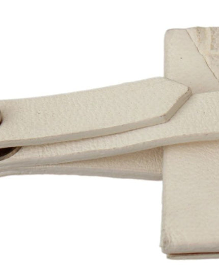 GF Ferre Beige Luggage Tag Branded Leather Patterned Keychain