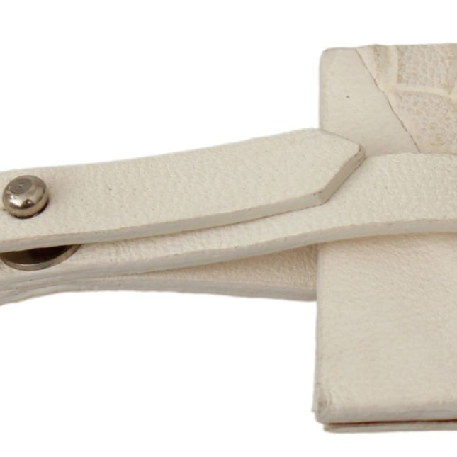 GF Ferre Beige Luggage Tag Branded Leather Patterned Keychain