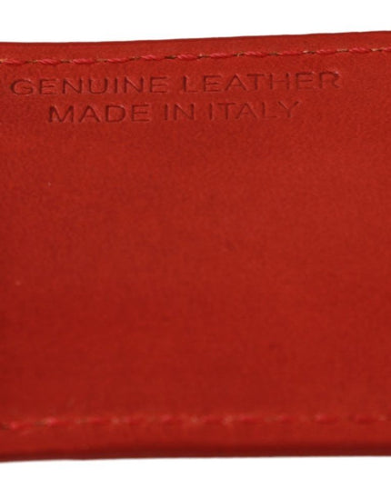 Costume National Red Leather Branded Logo Keyring Keychain