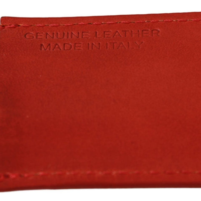 Costume National Red Leather Branded Logo Keyring Keychain