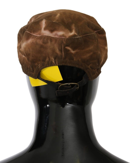 Costume National Brown Newsboy Beret Cabbie Fedora Hat