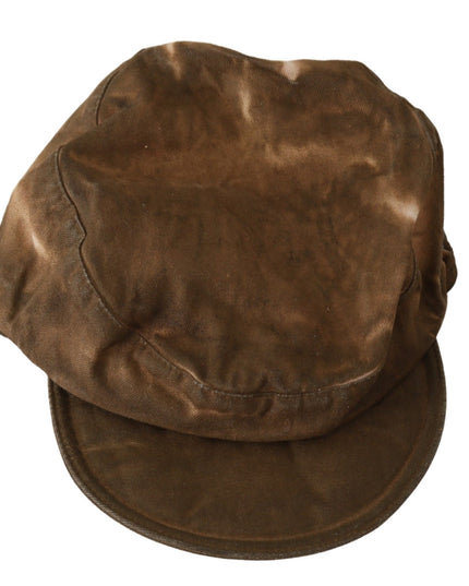 Costume National Brown Newsboy Beret Cabbie Fedora Hat