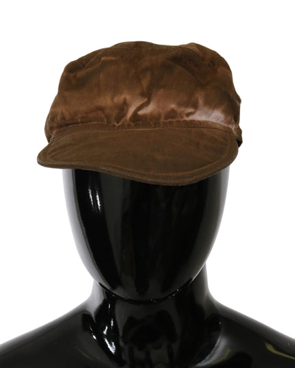 Costume National Brown Newsboy Beret Cabbie Fedora Hat