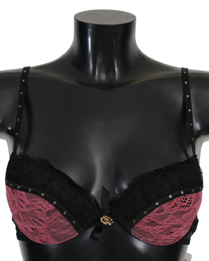 Roberto Cavalli Black Pink Lace Push Up Bra Underwear