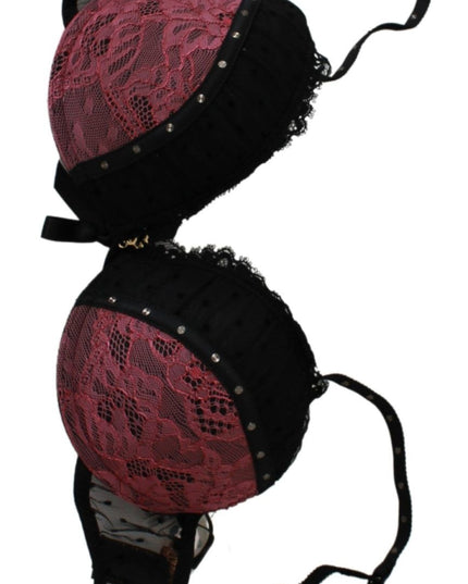 Roberto Cavalli Black Pink Lace Push Up Bra Underwear