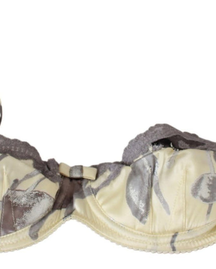 Ermanno Scervino Beige Gray Lace Balconcino Bra Underwear