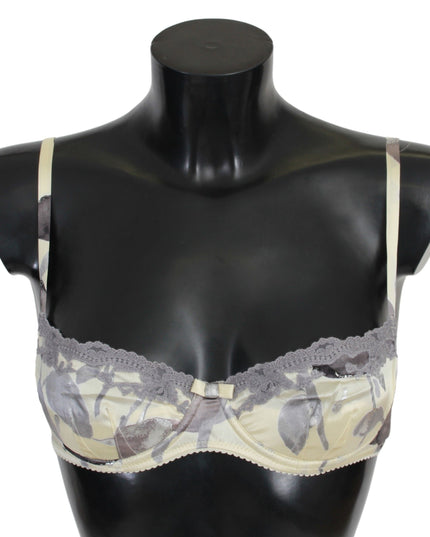 Ermanno Scervino Beige Gray Lace Balconcino Bra Underwear