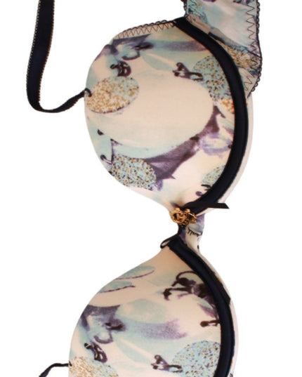 Roberto Cavalli Blue Printed Nylon Reggiseno Bra Underwear