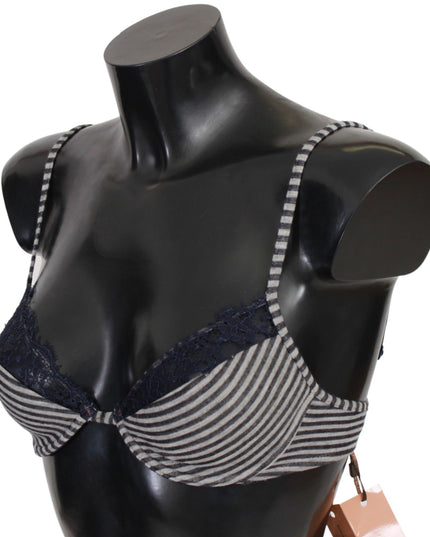 Ermanno Scervino Blue Stripes Lace Reggiseno Bra Underwear