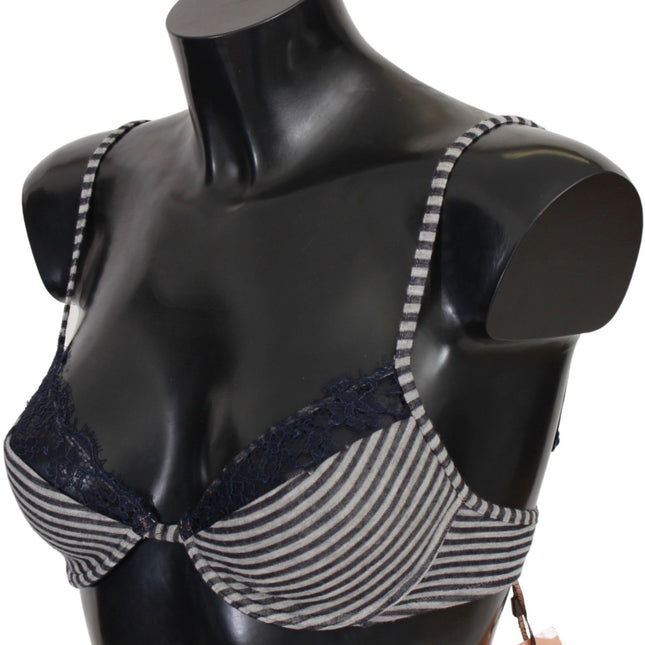 Ermanno Scervino Blue Stripes Lace Reggiseno Bra Underwear