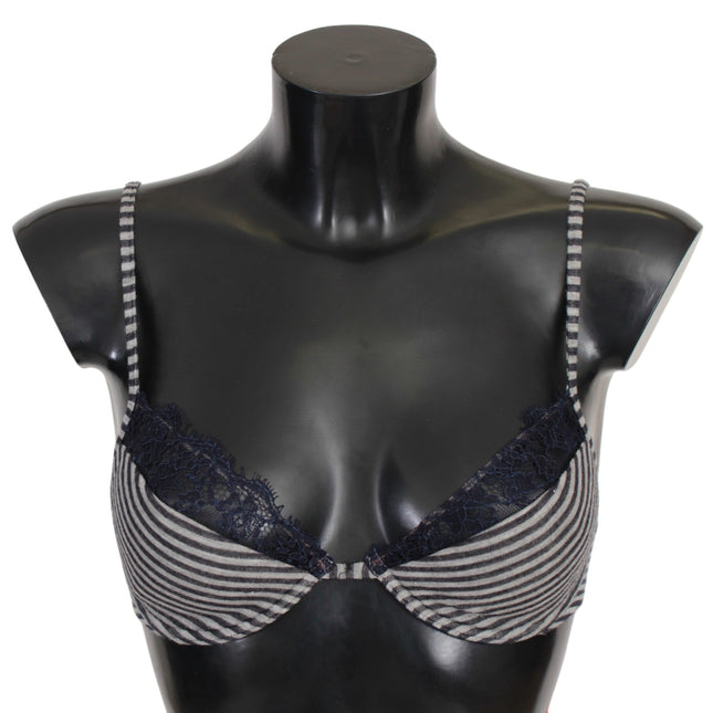 Ermanno Scervino Blue Stripes Lace Reggiseno Bra Underwear