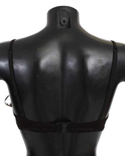 Ermanno Scervino Brown Sequined Balconcino Bra Underwear