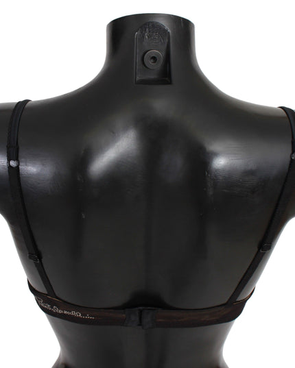 Roberto Cavalli Black Leopard Nylon Push Up Bra Underwear