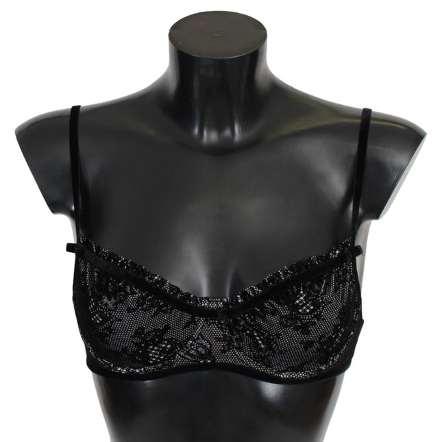 Ermanno Scervino Black Mesh Balconcino Bra Nylon  Underwear