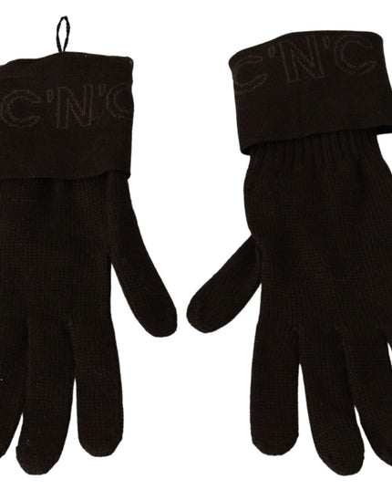 Costume National Brown Wool Knitted One Size Wrist Length Gloves