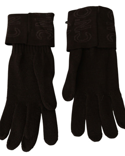 Costume National Brown Wool Knitted One Size Wrist Length Gloves
