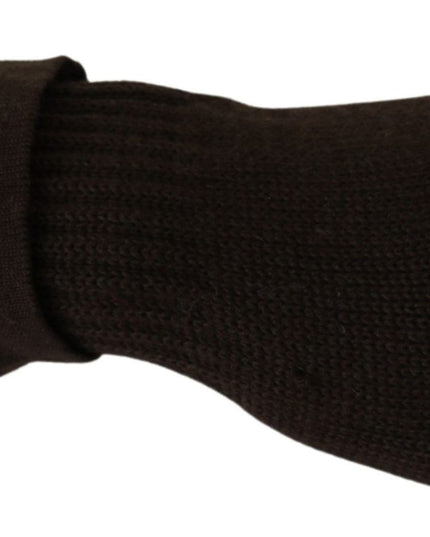 Costume National Brown Wool Knitted One Size Wrist Length Gloves