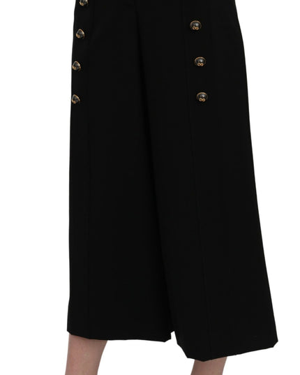 Dolce & Gabbana Black High Waist Wide Leg Cropped Pants