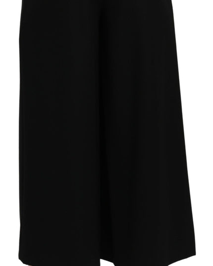 Dolce & Gabbana Black High Waist Wide Leg Cropped Pants