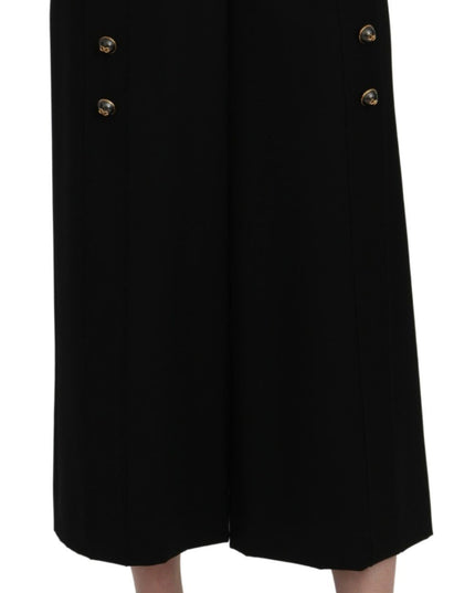 Dolce & Gabbana Black High Waist Wide Leg Cropped Pants