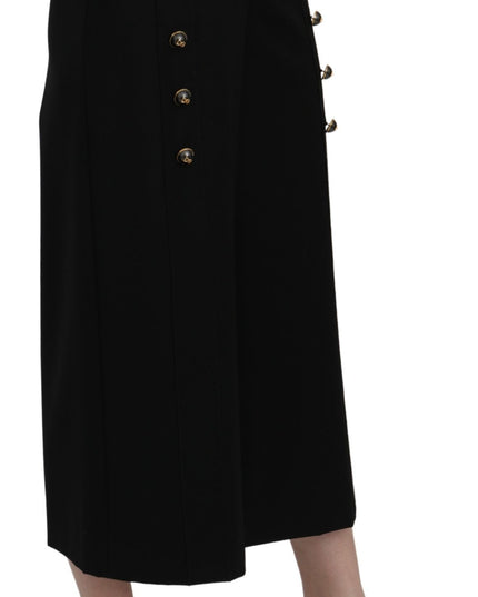 Dolce & Gabbana Black High Waist Wide Leg Cropped Pants