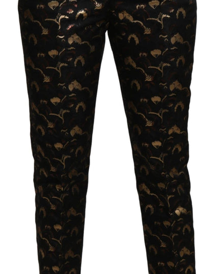 Dolce & Gabbana Black Gold Brocade High Waist Pants