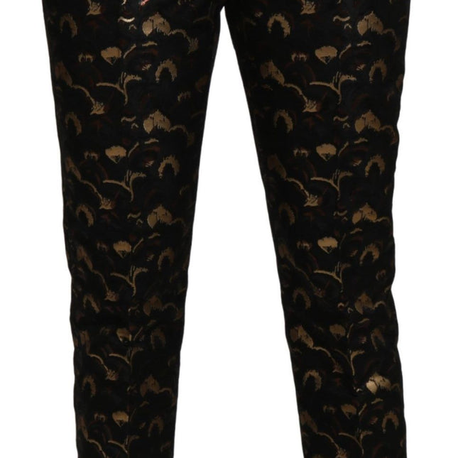 Dolce & Gabbana Black Gold Brocade High Waist Pants