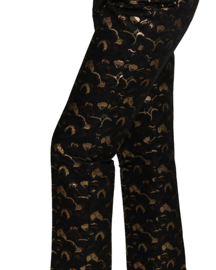 Dolce & Gabbana Black Gold Brocade High Waist Pants