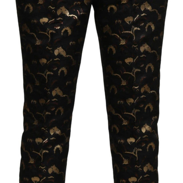 Dolce & Gabbana Black Gold Brocade High Waist Pants