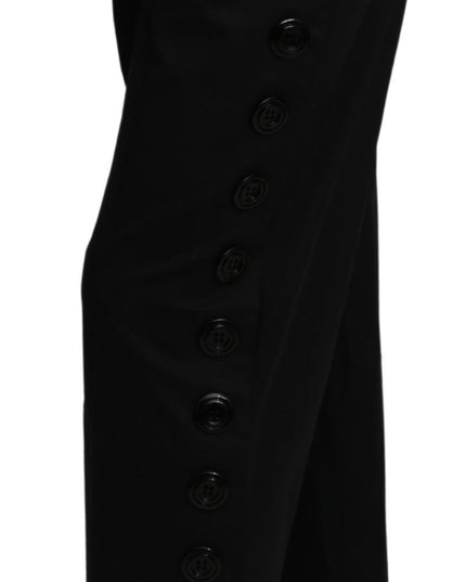 Dolce & Gabbana Black High Waist Cropped Cotton Stretch Pants