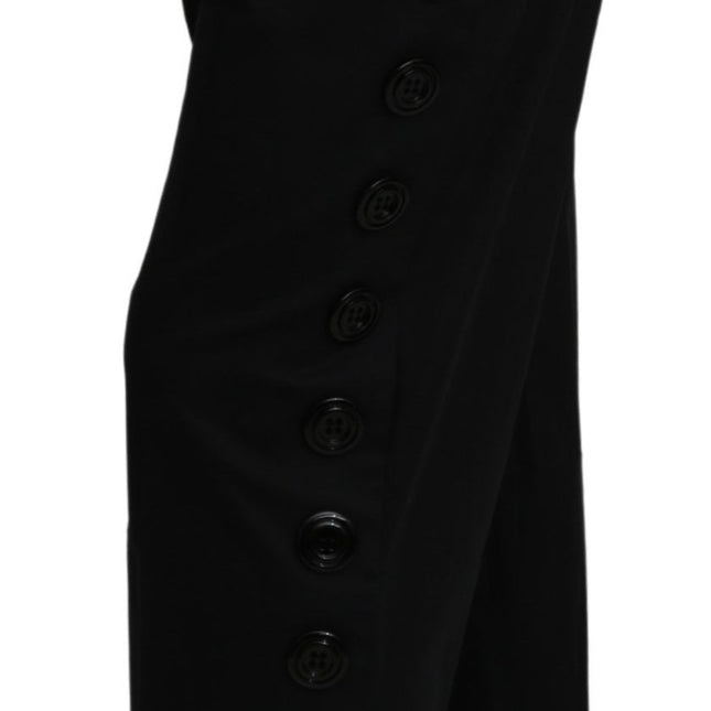 Dolce & Gabbana Black High Waist Cropped Cotton Stretch Pants