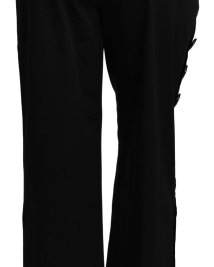 Dolce & Gabbana Black High Waist Cropped Cotton Stretch Pants